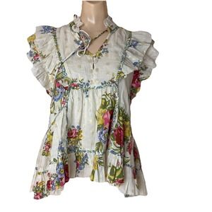 Floral Ruffle Sleeve Blouse